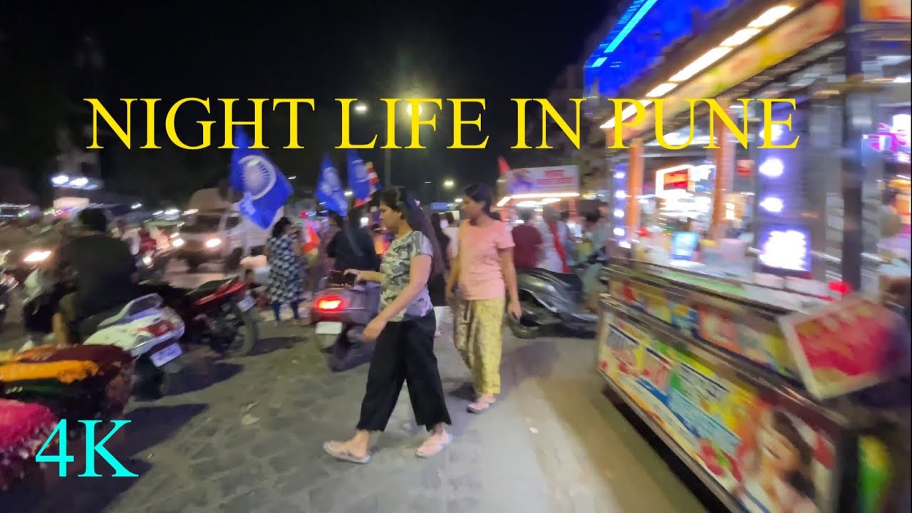 Night Life in Pune, Vishrantwadi. walking Video ASMR