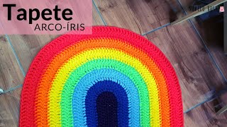 Super EASY Rainbow half-moon rug! Learn how to make it SIMPLY - Novelo Rosa