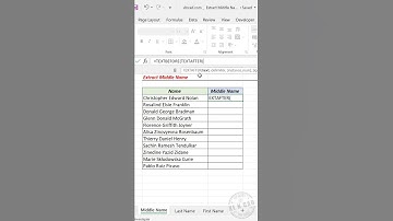 Excel Formula to extract Middle Name #excelshorts