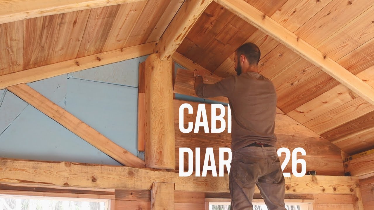Off Grid Cabin #26 | Interior Walls of the Cabin Ready! - YouTube