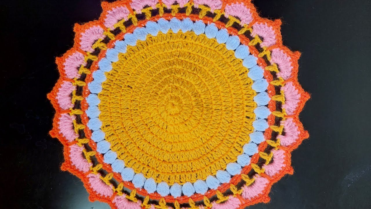 Crochet Table Mat / Crochet Thalposh / Round Table Mat (Step by Step