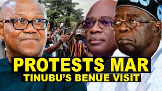 Tinubu In Benue As Protesters Tear APC Flags, This Isn't Campaign, We're Mourning