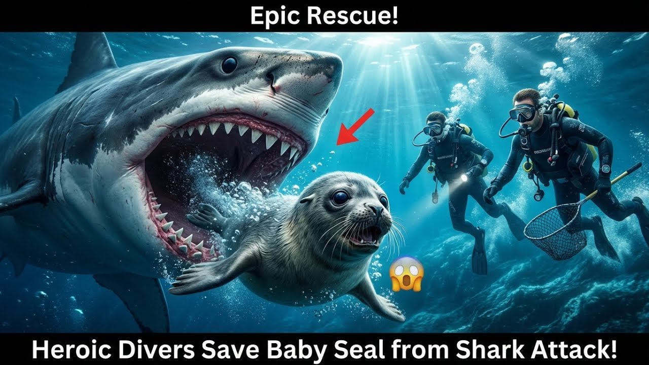 Shocking Shark Attack! Heroes Save Baby Seal