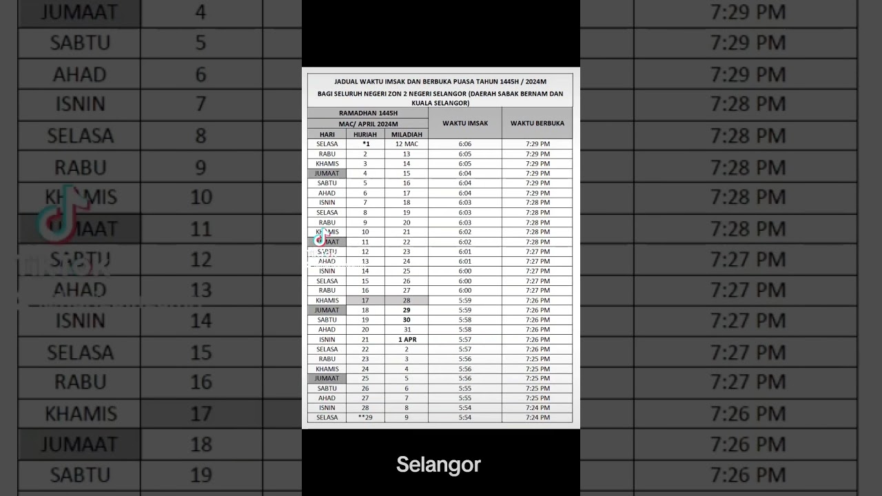 #raikanbersama Waktu Berbuka Puasa dan Waktu Imsak di negeri Selangor, Kuala Lumpur dan Putrajaya