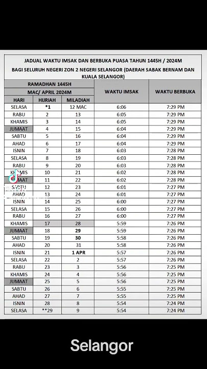 #raikanbersama Waktu Berbuka Puasa dan Waktu Imsak di negeri Selangor, Kuala Lumpur dan Putrajaya