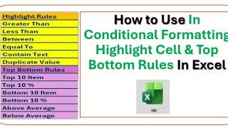 How to use Top Bottom Rules, Highlight Cell & Conditional Formating in Excel