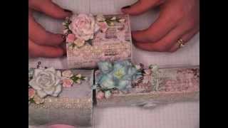 Altered Balsa Boxes using Scrapbook Paper and Mulberry Paper Flowers