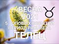 ♉ТЕЛЕЦ. Весна/Spring 2021. 5 ТОП событий👍🍀🌈💐Период расцвета + Секрет. Таро-гороскоп для Тельцов.