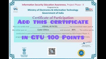 Free ISEA Quiz Certificate | Free Cyber Ethics Quiz | GTU 100 Point | How to Complete 100 Point GTU?