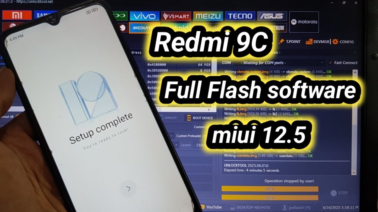 How To Flashing Software Unlock bootloader Redmi 9C miui 12.5 solve the problem stuck On Logo
