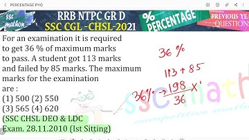 For an examination it is requiredo get 36 % of maximum marks to pass. A student got 113 marks