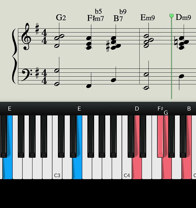 [Piano chord progression] Gkey G2 Fm7b5 B7b9 Em9 1 YouTube