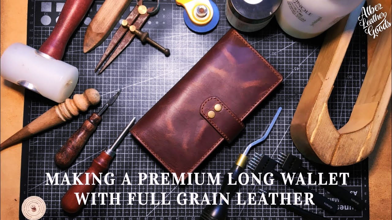 Making a Handmade leather premium long wallet || WITH FULL GRAIN LEATHER || FREE PDF PATTERN