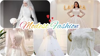 40+ Bridal white wedding dress designs | Turkish style | Muslim women gowns