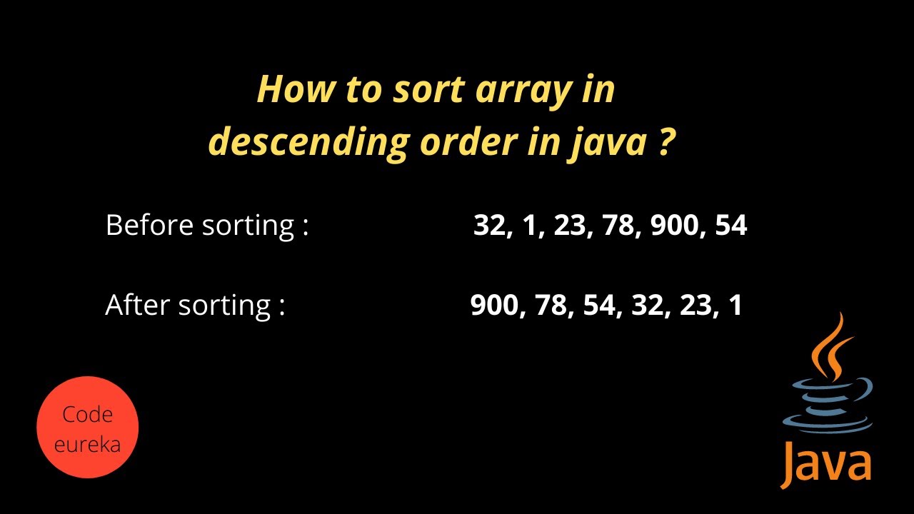 How to sort array in descending order in java | malayalam | Code eureka ...