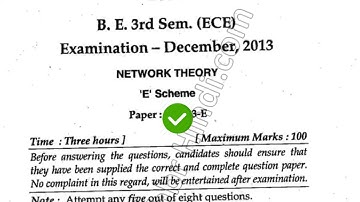 2013 Mdu BTech ECE 3rd Sem Network Theory Question Paper