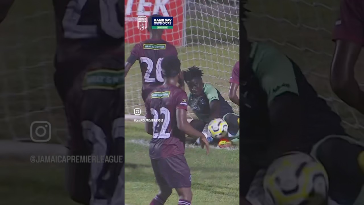 Goal or no goal? Javane Bryan makes it level for Waterhouse FC against the Chapleton Maroons 