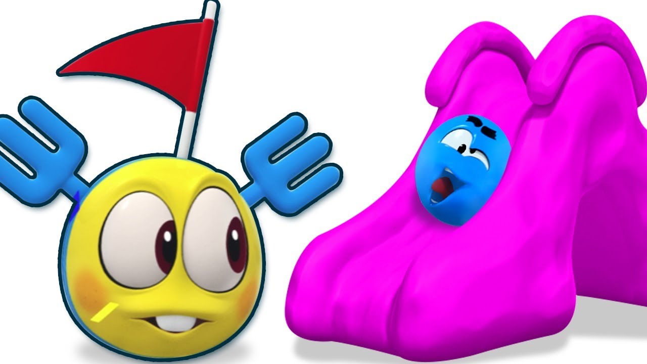 learn colors with giant slide and squishy wonderballs by cartoon