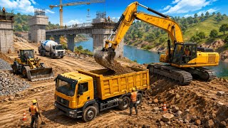 👷 Real Bridge Construction Simulator 3D 🚧 | JCB Excavator & Heavy Truck - Android Gameplay screenshot 3