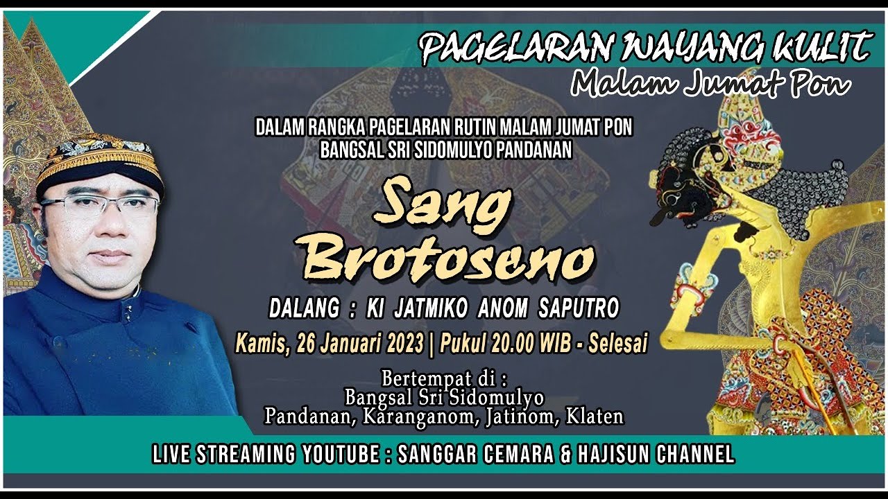 LIVE Wayang Malam Jumat Pon Pandanan. Ki Jatmiko Anom Saputro. Lakon Sang Brotoseno