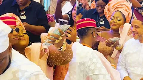 Actress Eniola Badmus Rained Money On Wizkid At His Mother's Burial Ceremony.