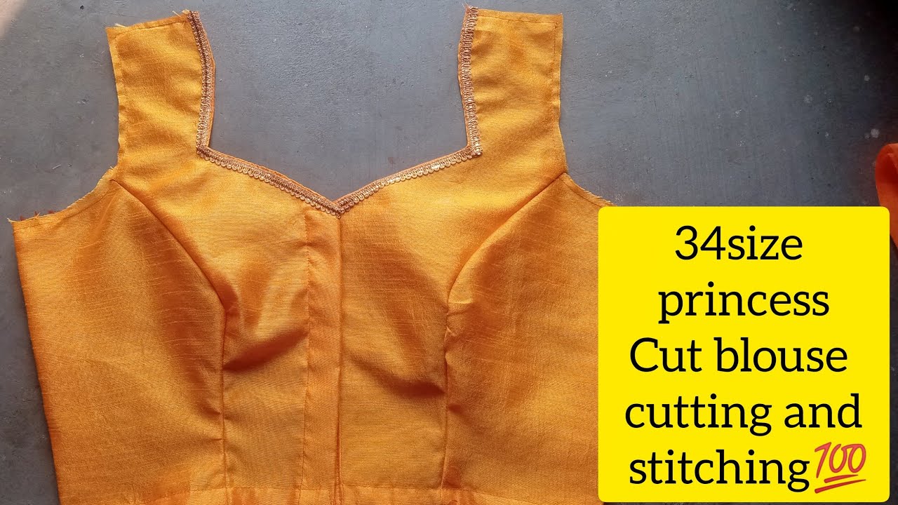 34size princess cut blouse cutting and stitching full video💯//princess cut blouse