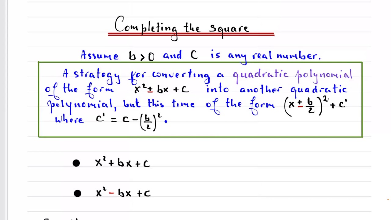 Completing the square made simple - YouTube
