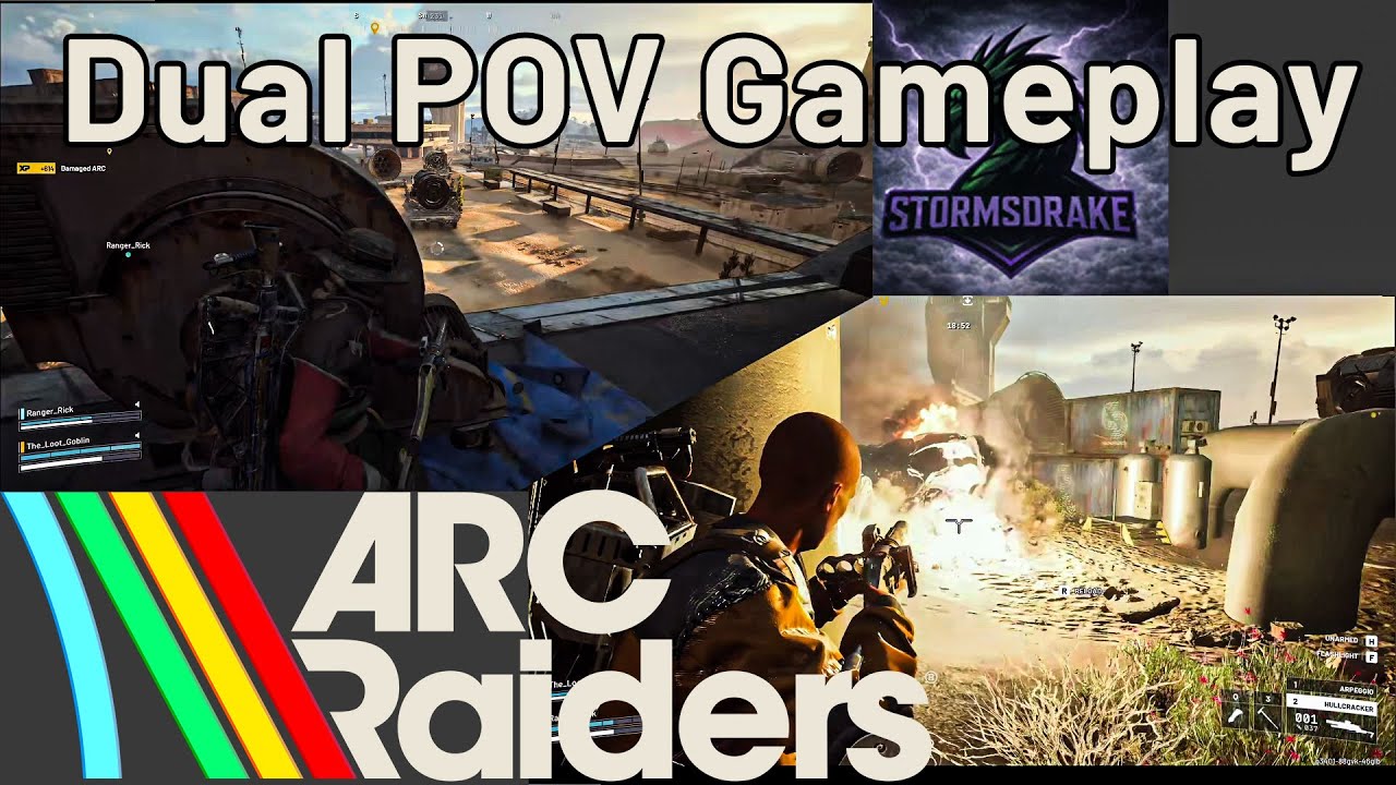 Arc Raiders Dual POV Gameplay – Split Screen Squad Tactics vs The Bombardier