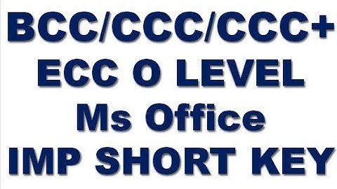 BCC/CCC/CCC+ ECC O LEVEL Other Exams Ms Office Important SHORT KEY with solution In hindi