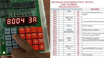 8085 Microprocessor Lab-2 Subtraction of 8-bit number.