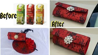 No sew clutch purse made from juice carton // best waste management