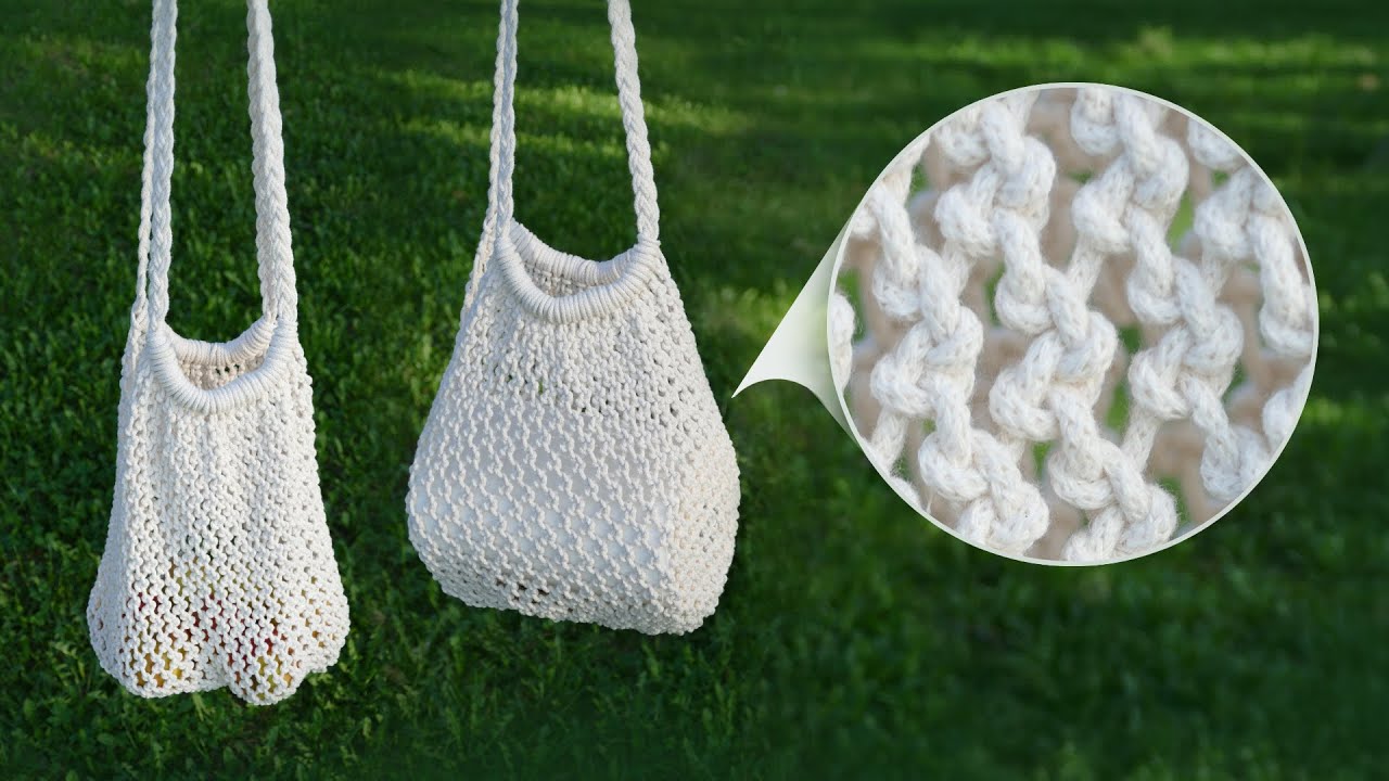 DIY macrame net bag from recycled T-shirt yarn - Cityscape Bliss