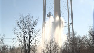 Water Pours Out of Bemidji Water Tower Following Implosion