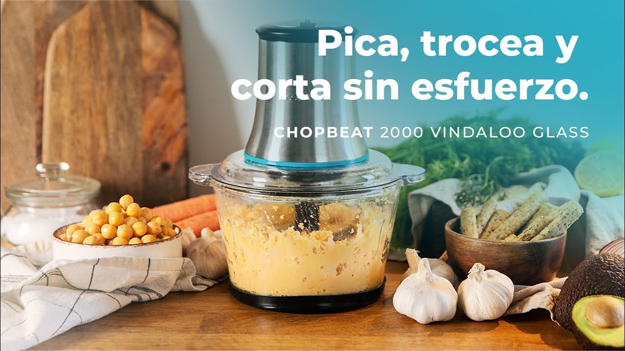 Picadora de carne y verduras el&eacute;ctrica ChopBeat 2000 Vindaloo Glass  de 500 W y 4 cuchillas.
