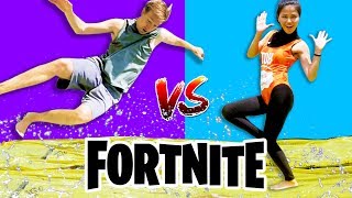 WATER SLIDE FORTNITE DANCE YOGA CHALLENGE IN REAL LIFE (All New Dances) vs Chad Wild Clay