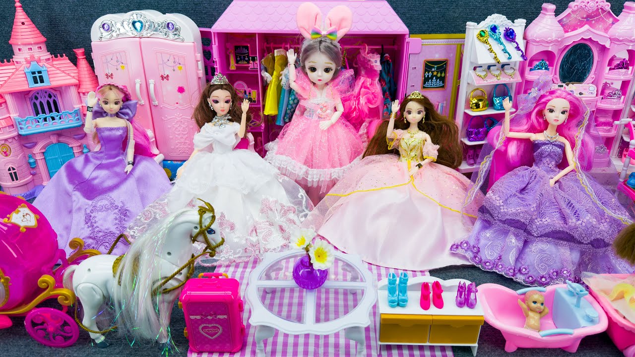 21 Minutes Satisfying Unboxing Royal Princess Party Wardrobe Playset, Pink Dress Up Review Toys