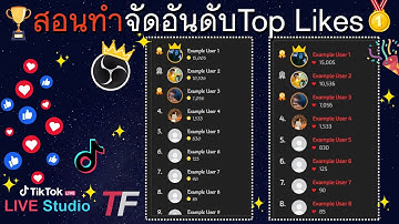ฟรี!สอนทำจัดอันดับคนกดใจหรือTop Likesสำหรับคนเคาะใจบนไลฟ์สตรีม ใช้ได้ทั้ง TikTok Live Studio,OBS