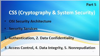 CSS Video 5: Security Service Authenticati, Confidentiality, Access Control Integrity Nonrepudiation