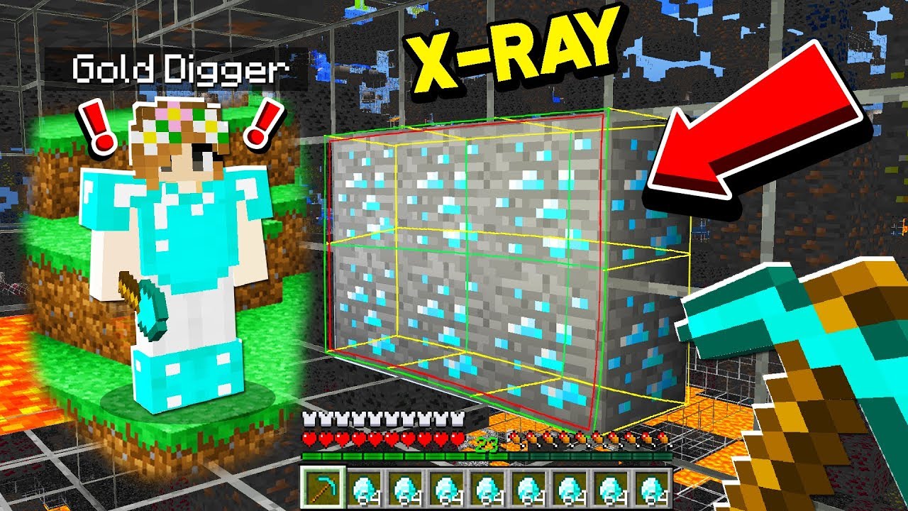 Trolling my new Minecraft Friend with XRAY.. I Found Gold Diggers Underground SECRET BASE!