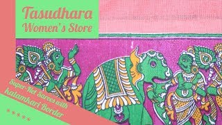 Super Net Cotton Sarees with Kalamkari Border | Tasudhara Women's Store screenshot 3