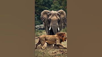 Lion Combat with Giant Elephant – Epic Wildlife Battle in the Savannah 🦁🐘. #shorts