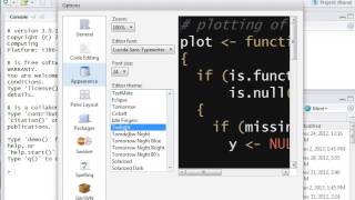 RStudio Font,Pt Size, Color Scheme Change