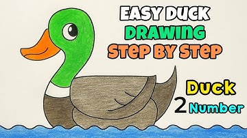 How to Draw a Duck Using Number 2 | Easy Duck Drawing Step by Step