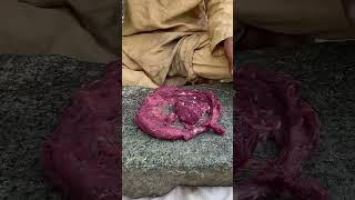 Goshtaba Making Process Beating Meat With Humer.