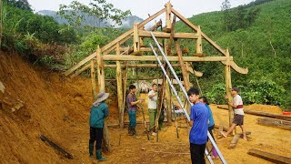 Build a new house - Poor boy building wooden house - Build LOG CABIN - Farm life