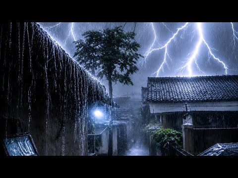 A Night of Violent Storms by the Ocean | Warm Shelter with Rain and Thunder for Sleeping