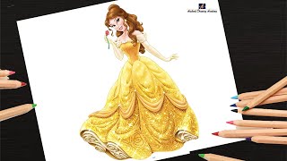 How to Draw Princess Belle.easy and step by step.