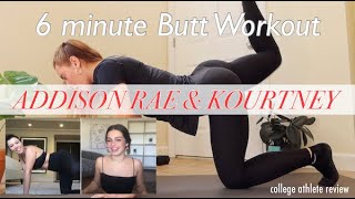 ADDISON RAE \& KOURTNEY 6min BUTT WORKOUT | College Athlete Review