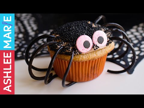 How to make chocolate caramel Spider Cupcakes - Halloween Baking Championship - challenge 1