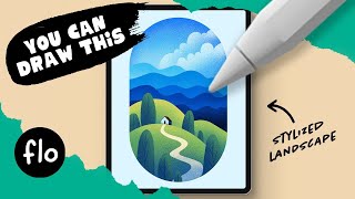 ANYONE Can Draw a Stylized Landscape in PROCREATE  Easy Drawing on iPad